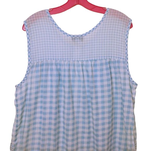 Vintage 80s Granada Gingham Ric-Rack Cottage House Dress M/L Pockets Zip-Front - Picture 10 of 10